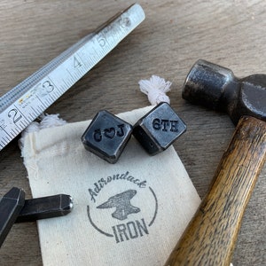 Two Customized Blacksmith Dice Pair of Personalized gift for men. Gift for him. Hand forged, 6th anniversary, iron anniversary. customize. image 4