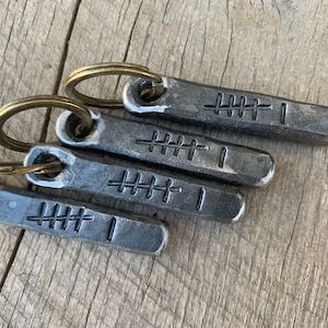 6 Tally Marks Iron Anniversary Key Chain Gift. 6th anniversary iron keychain present steel image 2