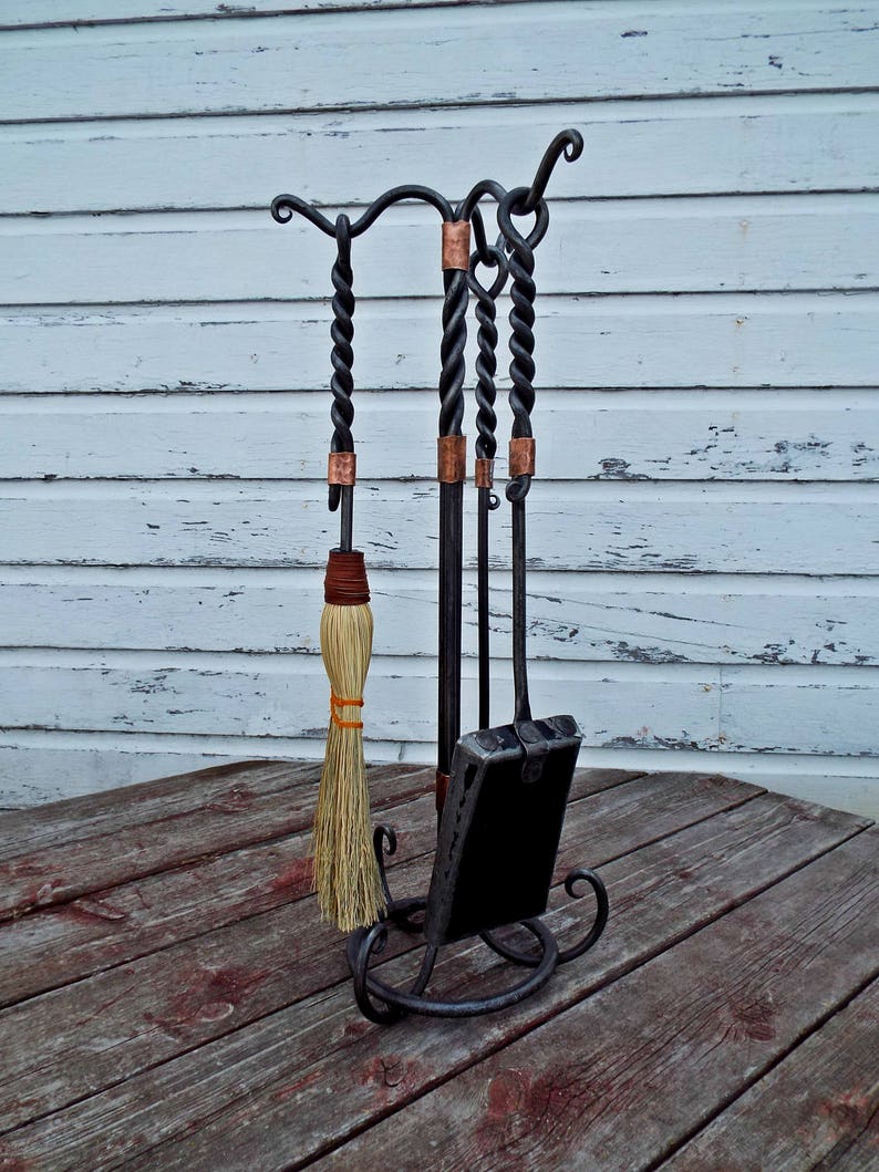 Blacksmith fireplace tool set. Heirloom quality hand Etsy