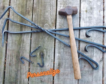 Personalized Fire Poker, Blacksmith Forged Wrought Iron Fireplace Tool