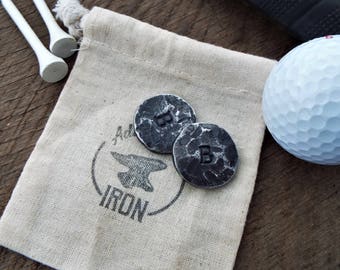 Golf ball markers blacksmith forged. Customized and personalized golf gift. Gift for him Iron anniversary gift for man. 6th anniversary gift