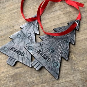Blacksmith Forged Christmas Tree Ornament. Personalization or customization available. Hand made wrought iron