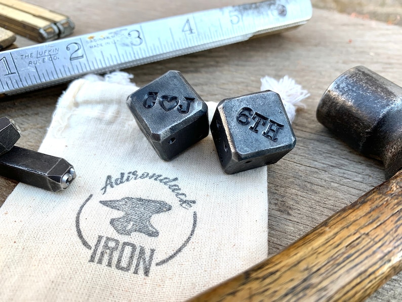 Two Customized Blacksmith Dice Pair of Personalized gift for men. Gift for him. Hand forged, 6th anniversary, iron anniversary. customize. Bild 1