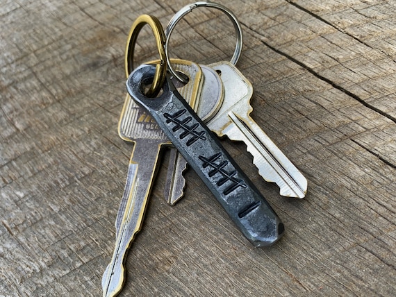11 Tally Marks Steel Anniversary Key Chain Gift. Personalized 11th anniversary