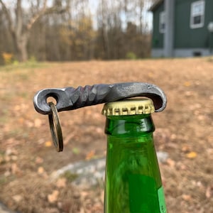 Hand-Forged Iron Bottle Opener Keychain - Rustic Blacksmith Beer Opener - Unique Handmade Gift for Men or Women