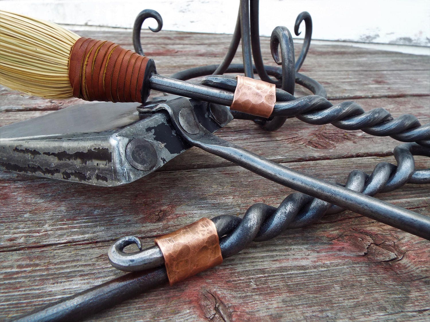 Blacksmith fireplace tool set. Heirloom quality hand Etsy
