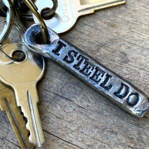 I STEEL DO 11th Anniversary Key Chain Gift. Customizable steel anniversary keychain present