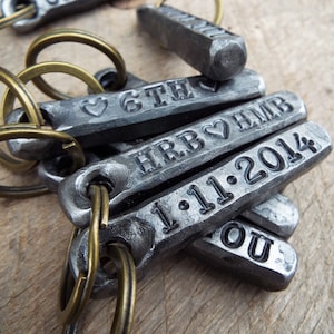 11 Tally Marks Steel Anniversary Key Chain Gift. Customizable 11th anniversary keychain present image 4