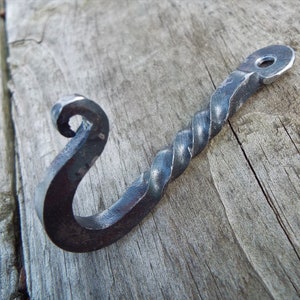 Blacksmith Hook, Small Hand Forged Hook for Coats, Bags, tools Rustic Kitchen Decor Barnwood wrought iron
