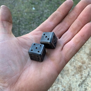 Two Customized Blacksmith Dice Pair of Personalized gift for men. Gift for him. Hand forged, 6th anniversary, iron anniversary. customize. Bild 5