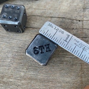 Two Customized Blacksmith Dice Pair of Personalized gift for men. Gift for him. Hand forged, 6th anniversary, iron anniversary. customize. image 6