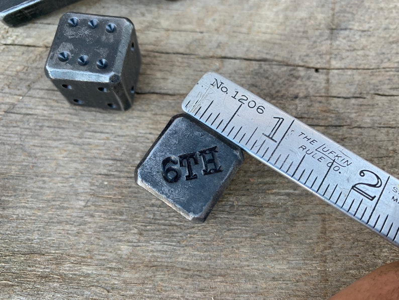 Two Customized Blacksmith Dice Pair of Personalized gift for men. Gift for him. Hand forged, 6th anniversary, iron anniversary. customize. Bild 6