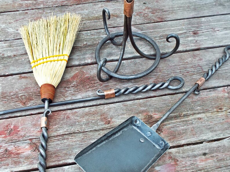 Blacksmith fireplace tool set. Heirloom quality hand Etsy