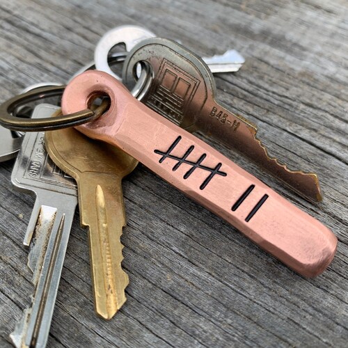 7 Tally Marks Copper Anniversary Key Chain Gift. 7th anniversary iron keychain present copper, handmade in usa copper gift