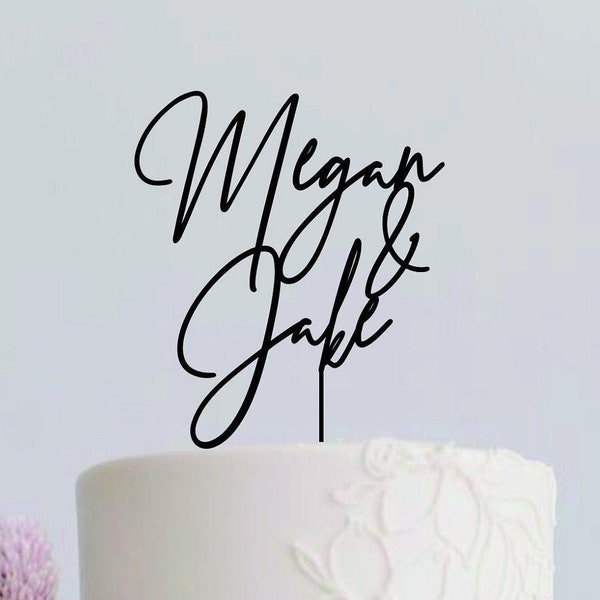 Couples Name Wedding Cake Topper | Calligraphy Script | Personalized Topper | Cake topper  |  Gold Cake Topper   | Wedding Cake Topper