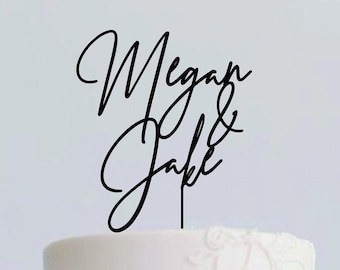 Couples Name Wedding Cake Topper | Calligraphy Script | Personalized Topper | Cake topper  |  Gold Cake Topper   | Wedding Cake Topper