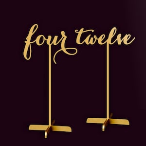 Table Numbers-Gold Table Numbers-Table Numbers with base -Wedding Table Numbers - Table Decor