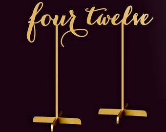 Table Numbers-Gold Table Numbers-Table Numbers with base -Wedding Table Numbers - Table Decor