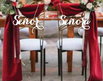 Señor and Señora Signs, Wooden Wedding Sign, Wedding Chair Signs, Spanish Weddings-Please Send your phone number in the "NOTE to the seller"
