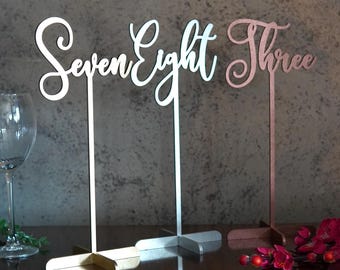 Table Numbers Gold Table Numbers Table Numbers with base Wedding Table Numbers Rustic Table Numbers Table Decor Wooden Custom Table Sign