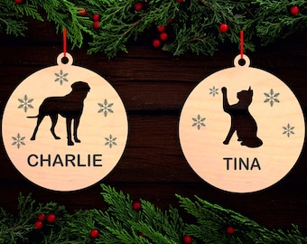 Personalised  Dog Christmas Pet Bauble - Custom Decorations - Pet Toys - Cat Christmas Decorations Christmas Wood Tree Decoration