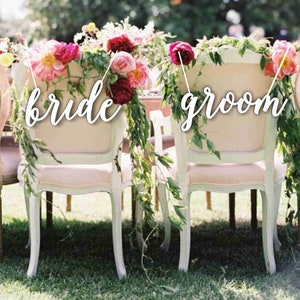 Bride  Groom Chair Sign , Wedding Chair Signs , Laser Cut Wooden Rustic Wedding Favors, Bride and Groom