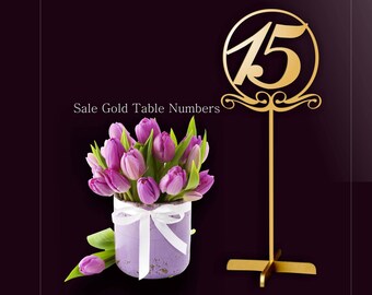 Table Numbers-Gold  Table Numbers-Table Numbers with base- Please Send your phone number in the "NOTE to the seller"