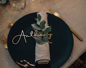 Wedding Place  Cards , Gold Place Name , Wooden Wedding Place Name , Wedding Place Setting  , Name Plates For Wedding , Custom place cards