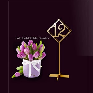 Wedding table numbers. Wedding signs. Table numbers gold. Rustic signs. Table decoration. Numbers with base.Wood table numbers