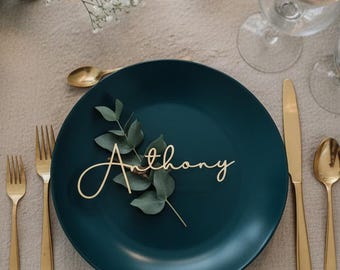Personalized Wooden Wedding Place Cards, Laser Cut Guest Name Tags ,  Table Decor, Custom Guest Name Tags, Rustic Reception , Calligraphy