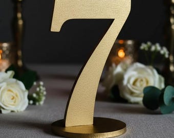 Gold Wedding Table Numbers with Base, Wooden Laser Cut Table Numbers, Custom Elegant Wedding Table Decor