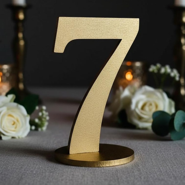 Gold Wedding Table Numbers with Base, Wooden Laser Cut Table Numbers, Custom Elegant Wedding Table Decor