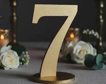Gold Wedding Table Numbers with Base, Wooden Laser Cut Table Numbers, Custom Elegant Wedding Table Decor