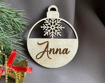 Custom CHRISTMAS tree baubles Christmas tree decor personalized ornament laser cut names CHRISTMAS custom gift tags with year and name Decor