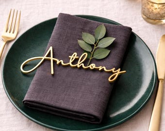 Custom Wooden Wedding Place Cards, Laser Cut Calligraphy Names, Rustic Table Setting , Wedding Name Place Cards , Bridal Shower Decor