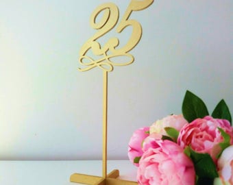 Table Numbers-Gold Table Numbers- Table Numbers with base-Please Send your phone number in the "NOTE to the seller"
