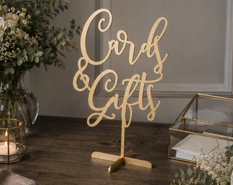 Cards & Gifts Sign | Freestanding Wedding Table Sign | Laser Cut Wooden Decor | Custom Reception Sign