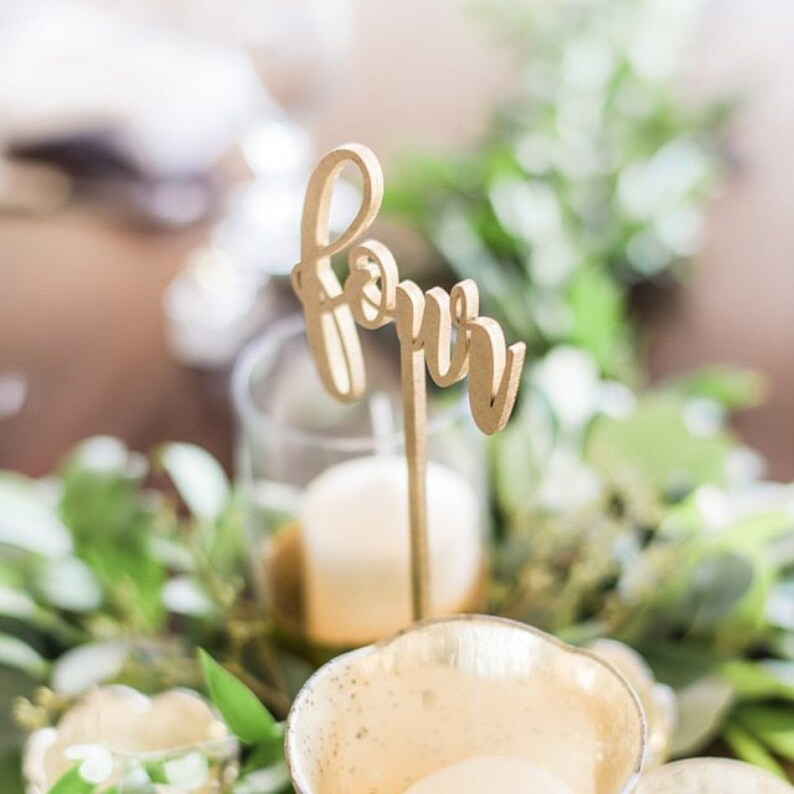 Table Number Gold Table Numbers Table Numbers With Base Etsy