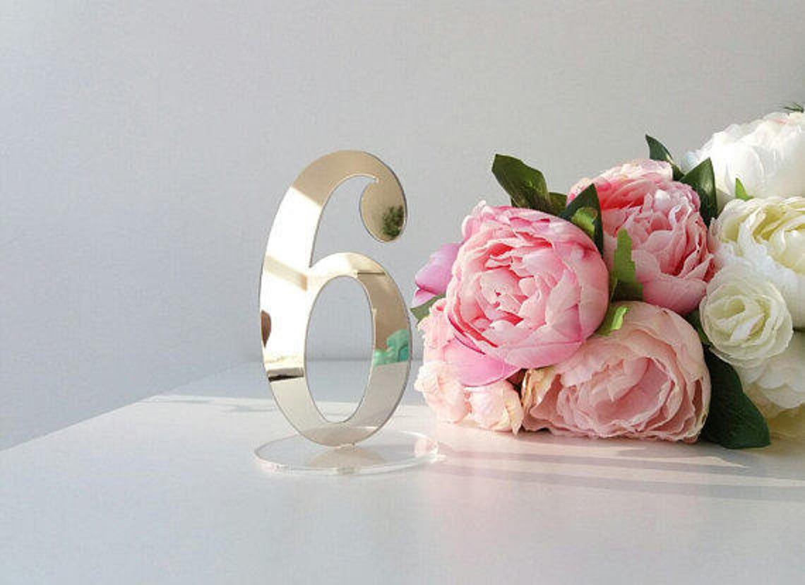 Mirror Acrylic Table Numbers.silver Mirror Table Numberstable Etsy