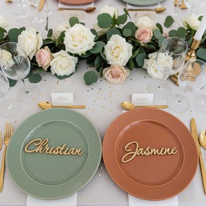 Tarjetas de mesa para bodas, Nombres de mesa dorados, Nombres de mesa de madera para bodas, Decoración de mesas para bodas, Placas de nombres para bodas, Tarjetas de mesa personalizadas imagen 13