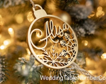 Addobbi natalizi personalizzati, palline personalizzate, nomi tagliati al laser, palline per alberi di NATALE personalizzate, etichette regalo personalizzate di NATALE con nome