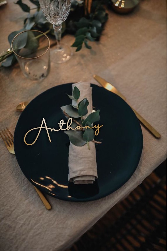 Wedding Place  Card , Gold Place Name , Wooden Wedding Place Name , Wedding Place Setting  , Wedding Place Cards
