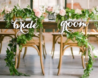 Bride and Groom.Chair Sign Wedding.Bride Groom Chair Sign -Please Send your phone number in the "NOTE to the seller"