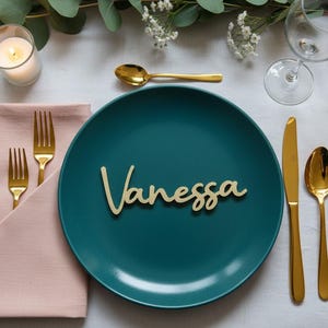 Tarjetas de mesa para bodas, Nombres de mesa dorados, Nombres de mesa de madera para bodas, Decoración de mesas para bodas, Placas de nombres para bodas, Tarjetas de mesa personalizadas imagen 14