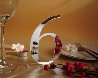 Wedding table numbers Silver Mirror Table numbers Acrylic table numbers Wedding number Wedding table decor Custom table sign Laser cut Event