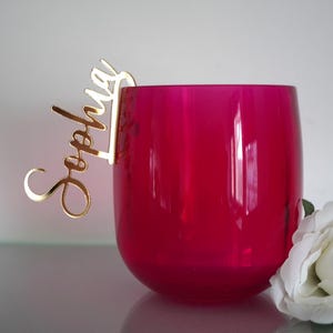 Custom Drink Glass Charms  Personalized Name Tag  Cocktail Drink Markers  Laser Cut Place Name Cards  Drink Name Tags  Wine Glass Charm