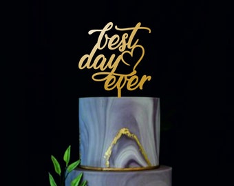 Gold Cake Topper Best Day Ever  -Wedding Gold Cake Topper-Cake Topper-Please Send your phone number in the "NOTE to the seller"