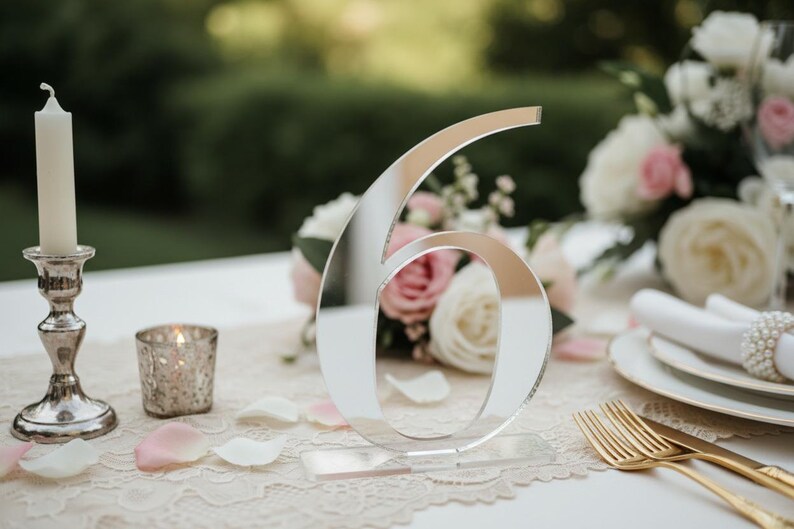 Wedding Table Numbers Gold Mirror Acrylic, Personalized Laser Cut Table Numbers, Modern Wedding Decor, Elegant Table Sign, Custom Numbers Bild 13