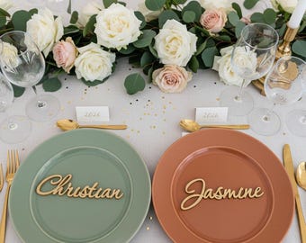Personalized Wedding Place Cards | Laser Cut Acrylic & Wooden Name Place Cards | Custom Wedding Table Decor