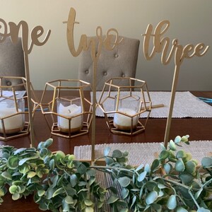 Table Number-Gold Table Numbers-Table Numbers with base-Wedding Table Numbers-Wooen Table Numbers-Rustic Table Numbers-Wedding Numbers image 3